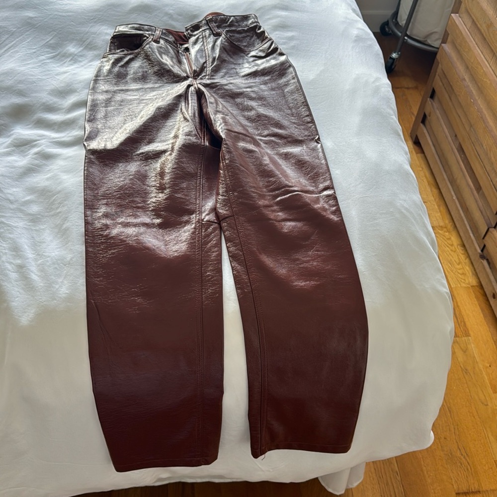 Burnt red/brown shiny pants